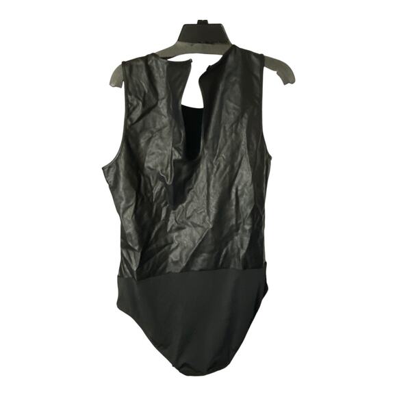 International Concept XXL Faux Leather Bodysuit Black Edgy Biker Baddie Moto New - Picture 5 of 11